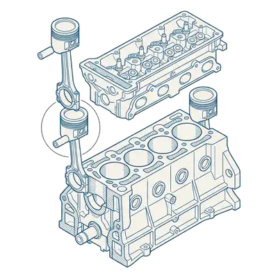 Blueprint drawing: engine & cooling