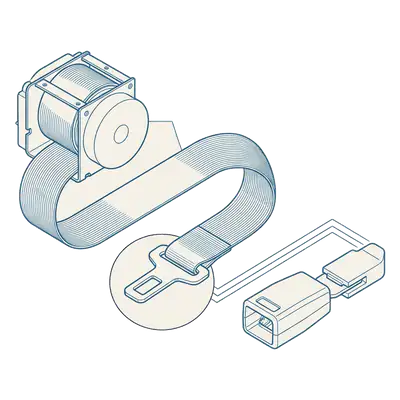 Blueprint drawing: seat belts