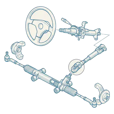 Blueprint drawing: steering