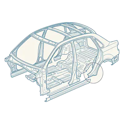 Blueprint drawing: body & frame