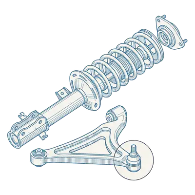 Blueprint drawing: suspension