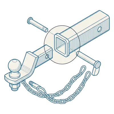 Blueprint drawing: trailer hitch