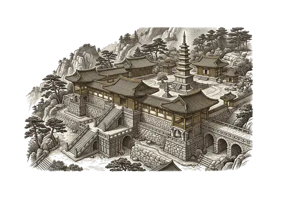 불국사 판화 일러스트