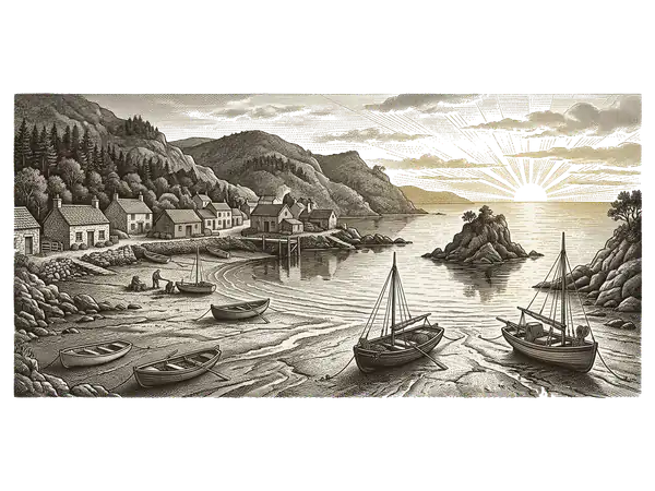 왜목마을 판화 일러스트