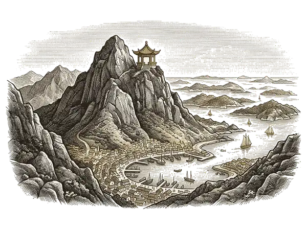 유달산 판화 일러스트